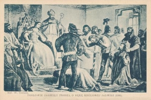 Posłowie Jagiełły proszą o rękę Jadwigi - Reprodukcja 42101
