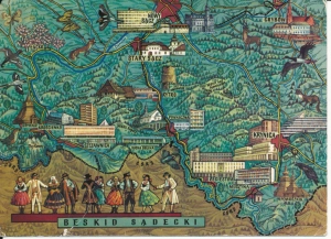 Beskid Sądecki mapka 18x13cm - 050577d