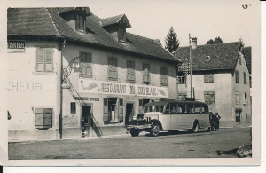 Stara fotografia pocztówkowa restauracja autobus - 214z