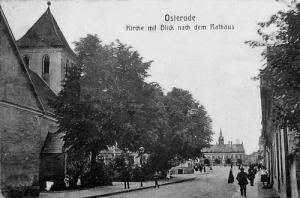 Ostróda kościół i ratusz - Reprodukcja 21237