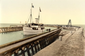 Kołobrzeg Parowiec w porcie 1890r-Reprodukcja 4381